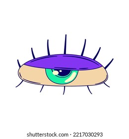 Groovy Retro Trippy Eye Isolated. Retro Groovy Magic Eye. Acid Neon Hippy Vector. Trippy Psychedelic Design