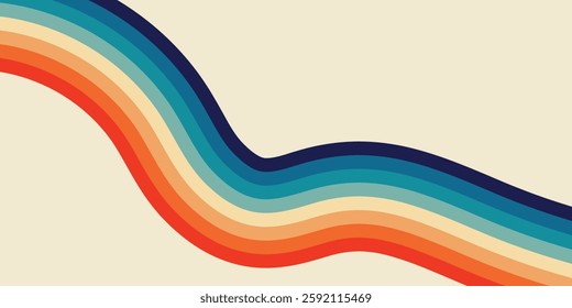 Groovy retro Vintage background pattern, Vintage grunge colorful stripes Retro Style background