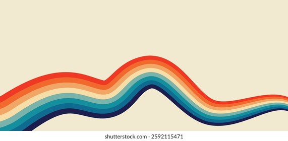 Groovy retro Vintage background pattern, Vintage grunge colorful stripes Retro Style background