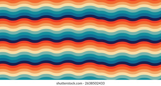 Groovy retro Vintage background pattern, Vintage grunge colorful stripes Retro Style background