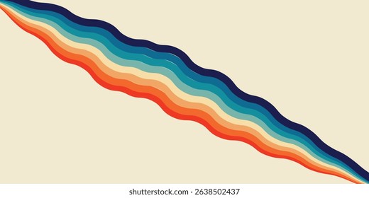Groovy retro Vintage background pattern, Vintage grunge colorful stripes Retro Style background