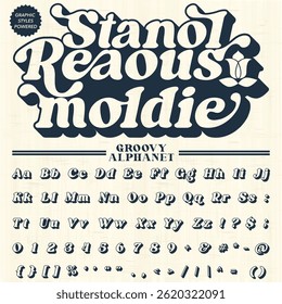 Groovy retro vintage bold Font  alphabet vector file