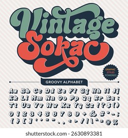 Groovy Retro Vintage Bold Font alphabet vector file
