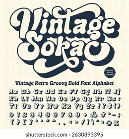 Groovy Retro Vintage Bold Font alphabet vector file