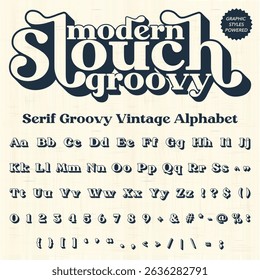 Groovy Retro Vintage Bold Font alphabet vector file
