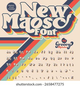  Groovy Retro Vintage Script Bold Fonte alfabeto arquivo vetorial