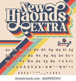 Groovy Retro Vintage Serif Script Bold Font-Alphabet Vektordatei	