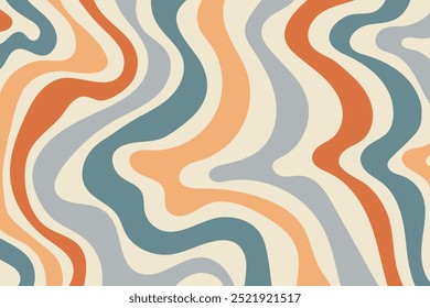 Fundo de ondas retro Groovy. Hippie vintage vibes ondulado redemoinho fundo em estilo 60s, 70s