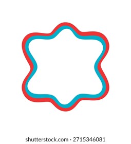 Groovy retro wavy frame shape creates a colorful abstract outline. This bold border with y2k style forms a graphic background, ideal for trendy modern art concepts.