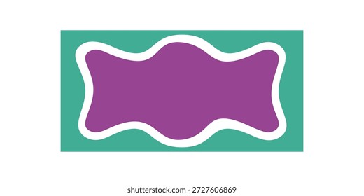 Elemento de marco de rectángulo ondulado retro Groovy se destaca con forma de dibujos animados audaz. El borde en estilo y2k forma un fondo gráfico juguetón. La composición vibrante se adapta a las ideas de diseño visual cool.