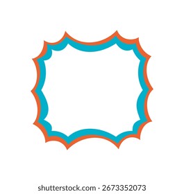Marco de contorno de rectángulo ondulado retro groovy con borde audaz y forma juguetona. El elemento de línea vibrante forma un fondo gráfico de estilo y2k para uso de diseño temático moderno y vintage.