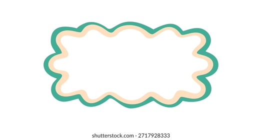 Marco de contorno de rectángulo ondulado retro groovy en estilo gráfico de dibujos animados. Forma del borde con la línea gráfica y el fondo juguetón y2k, concepto abstracto, acento elegante para los usos de moda y los proyectos creativos