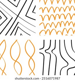 Groovy padrão retro-inspirado com negrito formas geométricas e linhas onduladas