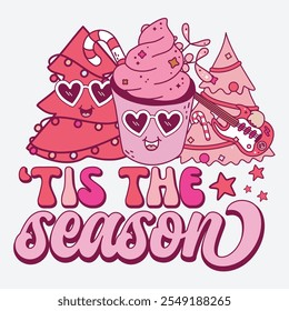 Groovy Santa Retro Christmas Santa Claus Retro Pink Christmas Vibes Popular