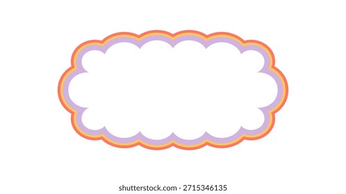 Groovy scallop rectangle outline border with retro bubble shape and bold line. Y2k frame and background element, playful graphic design for trendy modern contexts stylish compositions.