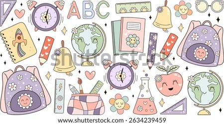 Groovy school 16oz libbey glass can wrap. Back to school cup wrap sublimation design. School Supplies, Teacher Appreciation, Tumbler Wrap, UV DTF design