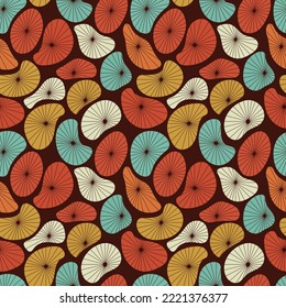 Groovy seamless pattern. Seamless abstract pattern in vintage 70s style in orange and brown for a fabric or paper print. 