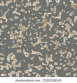 Groovy seamless pattern with animal print. Pattern for fabric with zebra, tiger texture. Vector background in retro style. Hippie 60s, 70s style.