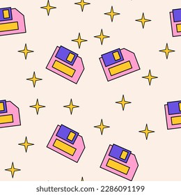 Groovy seamless pattern. Retro background 90s style. Back to 90s. Nostalgic retro pattern. Psychedelic and trippy texture