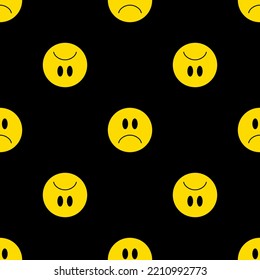 Groovy seamless patterns with funny happy daisy, wave, chess, mesh, rainbow. Set of vector backgrounds in trendy retro trippy y2k style. Lilac and green colors. Fun hippie texture for surface design.