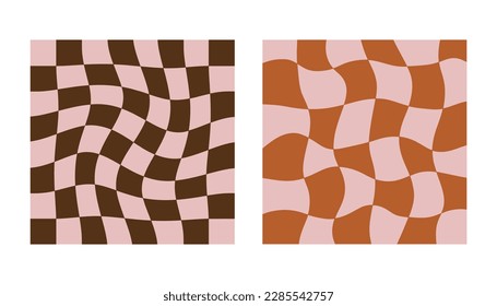 Groovy seamless patterns with funny happy daisy