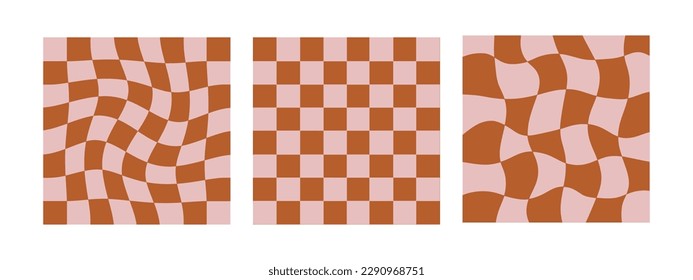 Groovy seamless patterns with funny happy daisy