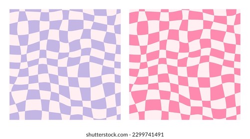 Groovy seamless patterns with funny happy daisy