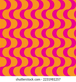 Groovy seamless stripes pattern design with bright colors orange and pink vector eps 10