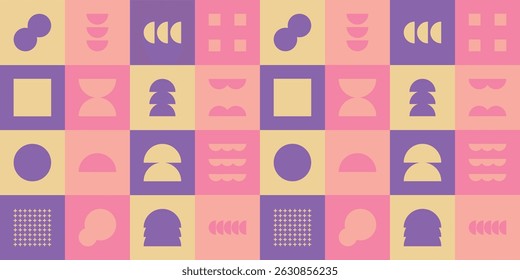 Groovy seamless vector background with bold floral motifs, coastal elements, and organic lines in a naive hand-drawn look — ideal for beachwear, packaging, and decorative templates.