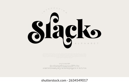 Groovy serif font with expressive swirls and decorative flair, perfect for vintage-inspired design