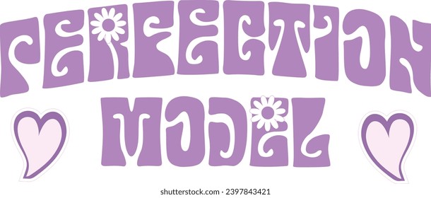groovy slogan heart ying yang flowers wave 