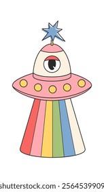 Groovy space rocket rainbow launch