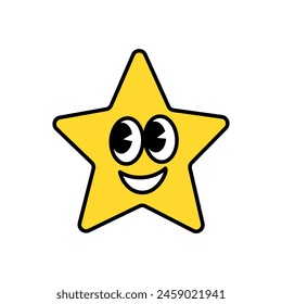 Ilustración vectorial de personaje estrella. Estrella mascota con la sonrisa