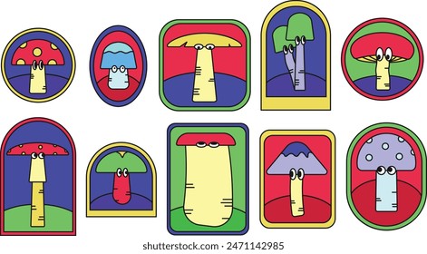 Groovy Sticker, Funny Cute Mushroom Character