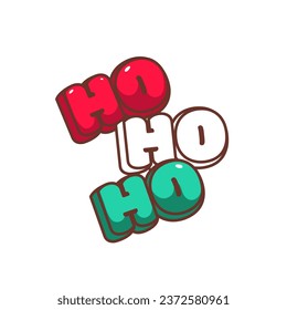 Groovy sticker with Ho ho ho text vector illustration. Cartoon isolated retro funny Christmas typography patch, hohoho invitation of Santa Claus with words of cute font, happy Xmas greeting element