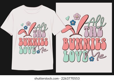 Groovy Style Easter Day T-shirt Design. Retro T-shirt Design. Easter Day T-shirt Design Vector Graphics