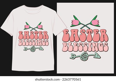 Groovy Style Easter Day T-shirt Design. Retro T-shirt Design. Easter Day T-shirt Design Vector Graphics