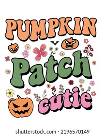 Groovy style Halloween typography t-shirt design, vintage typography t-shirt design, retro Halloween t-shirt design, groovy t-shirt design.