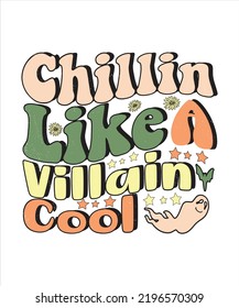 Groovy style Halloween typography t-shirt design, vintage typography t-shirt design, retro Halloween t-shirt design, groovy t-shirt design.
