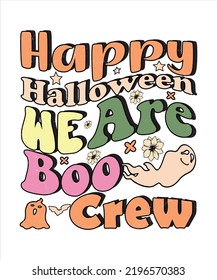 Groovy style Halloween typography t-shirt design, vintage typography t-shirt design, retro Halloween t-shirt design, groovy t-shirt design.