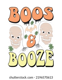 Groovy style Halloween typography t-shirt design, vintage typography t-shirt design, retro Halloween t-shirt design, groovy t-shirt design.