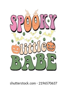 Groovy style Halloween typography t-shirt design, vintage typography t-shirt design, retro Halloween t-shirt design, groovy t-shirt design.