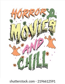Groovy style Halloween typography t-shirt design, vintage typography t-shirt design, retro Halloween t-shirt design, groovy t-shirt design.