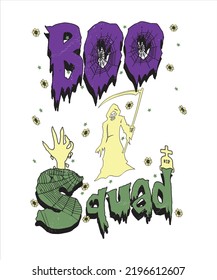 Groovy style Halloween typography t-shirt design, vintage typography t-shirt design, retro Halloween t-shirt design, groovy t-shirt design.