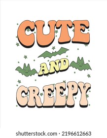 Groovy style Halloween typography t-shirt design, vintage typography t-shirt design, retro Halloween t-shirt design, groovy t-shirt design.