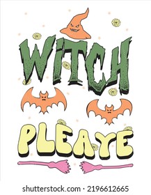 Groovy style Halloween typography t-shirt design, vintage typography t-shirt design, retro Halloween t-shirt design, groovy t-shirt design.