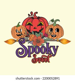 Groovy style Halloween typography t-shirt design, vintage typography t-shirt design, retro Halloween t-shirt design, groovy t-shirt design.