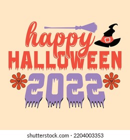 Groovy style Halloween typography t-shirt design, vintage typography t-shirt design, retro Halloween t-shirt design, groovy t-shirt design.