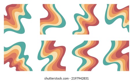 Groovy Style. Retro Style Rainbow Wave Stripes Background.