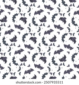 groovy style set elements pattern. Bats Halloween Illustration. Childrens Party. Printable